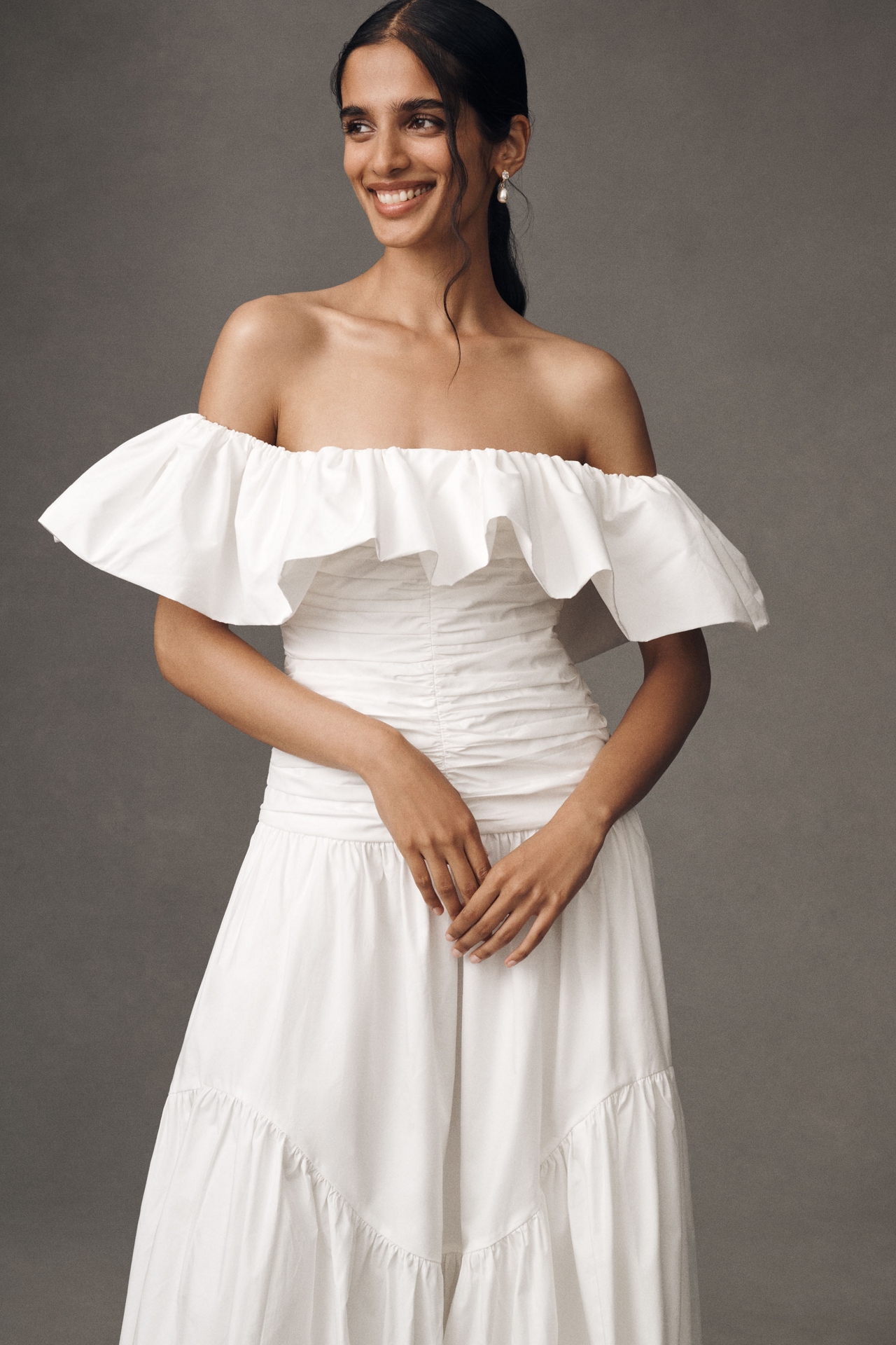 Shona Joy Maiori Off-The-Shoulder Ruched Maxi Dress