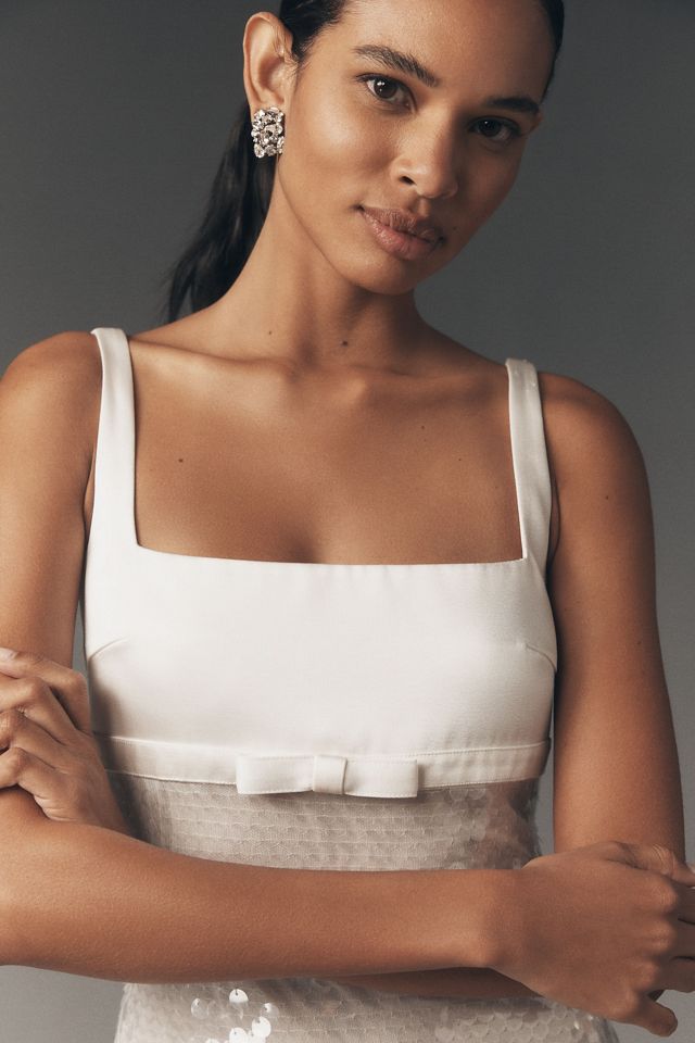 Retrofete Yvaine Sequin Square-Neck Column Midi Dress | Anthropologie
