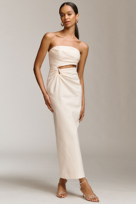 Shona Joy Lani Strapless Cutout Maxi Dress In White