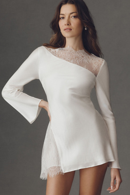 chinese dress ladies Allegra Lace Panelled Mini Dress | Ivory | Dresses main image 0