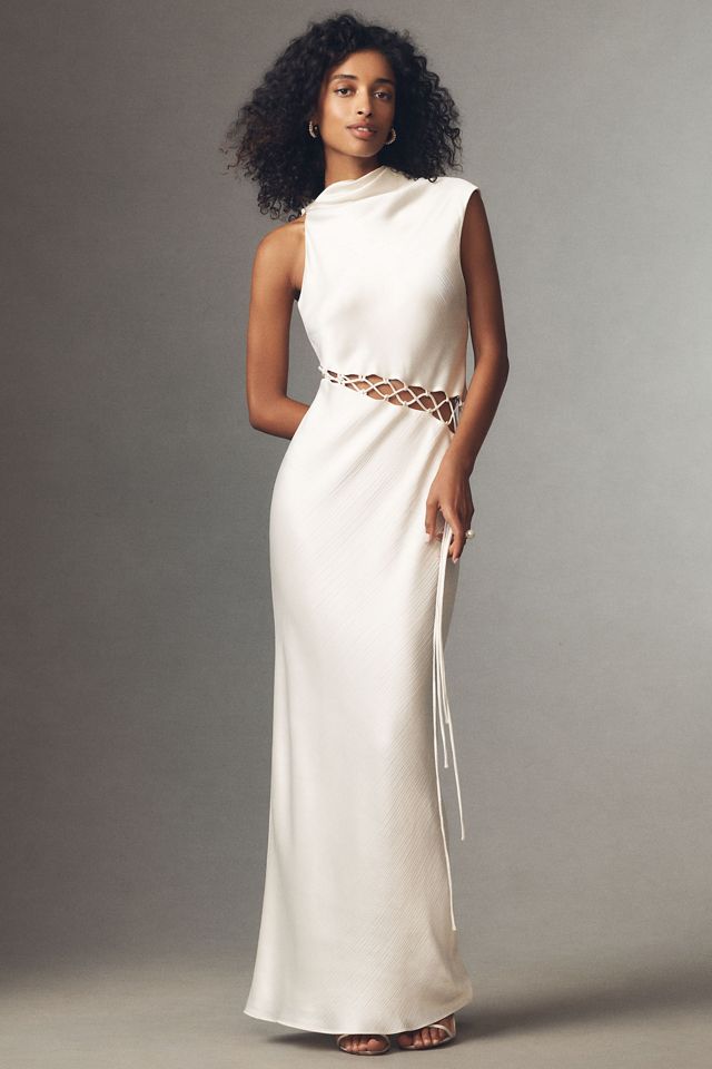 Shona Joy Huxley Cowl-Neck Lace-Up Maxi Dress #7