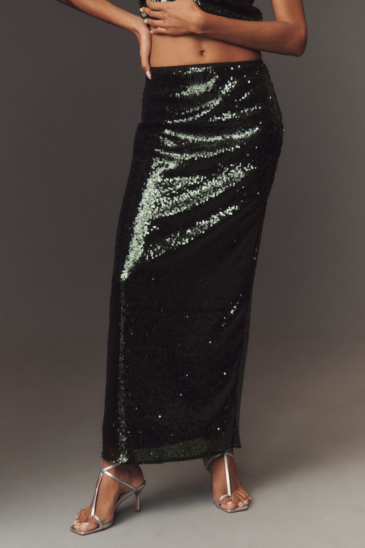 Shona Joy Sequin A-Line Maxi Skirt