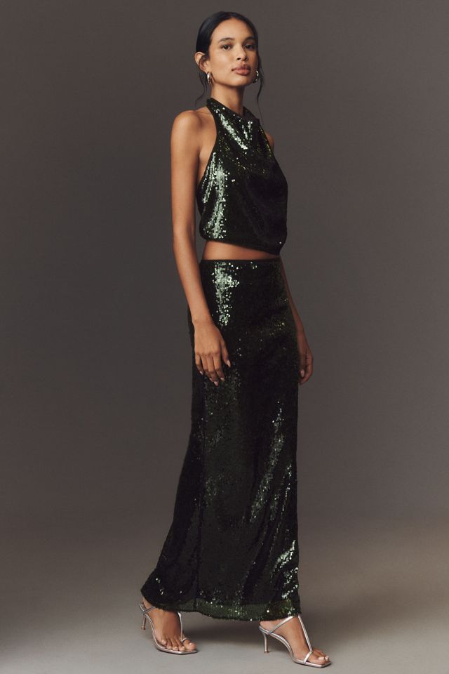 Shona Joy Sequin A-Line Maxi Skirt #3