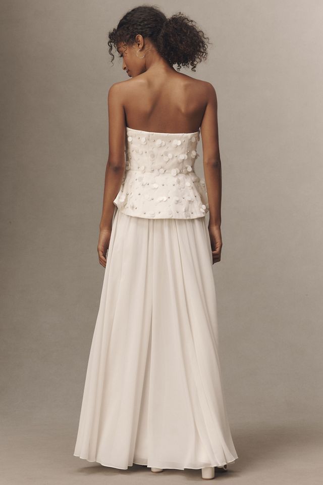 BHLDN Strapless Embellished Peplum Pleated Maxi Dress #1