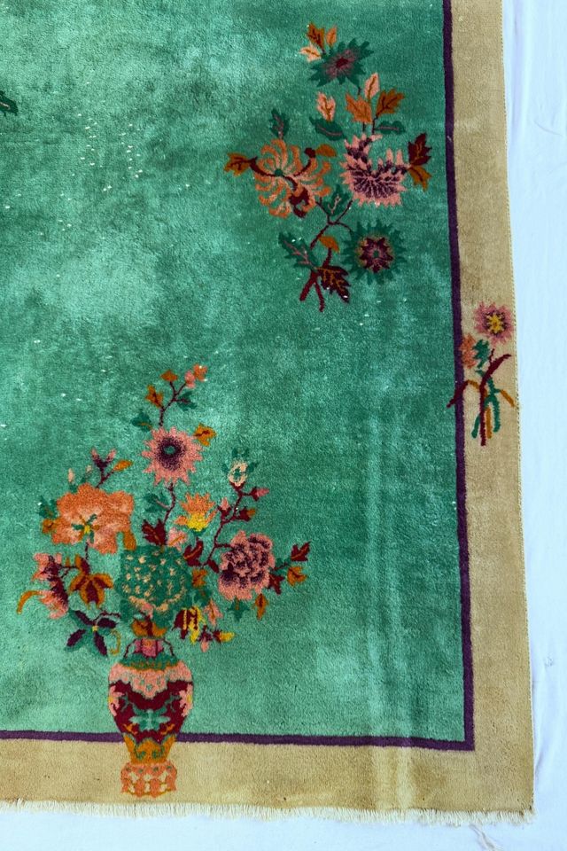 Blue Parakeet Rugs Antique Art Deco Chinese Rug No. 2697 #2