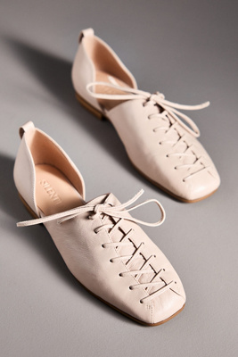 Silent D Palkie Lace-front Flats In Neutral