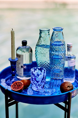 Fish Glass Pitcher- Sapphire