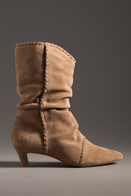 Silent D Elle Stitched Scrunch Boots In Brown