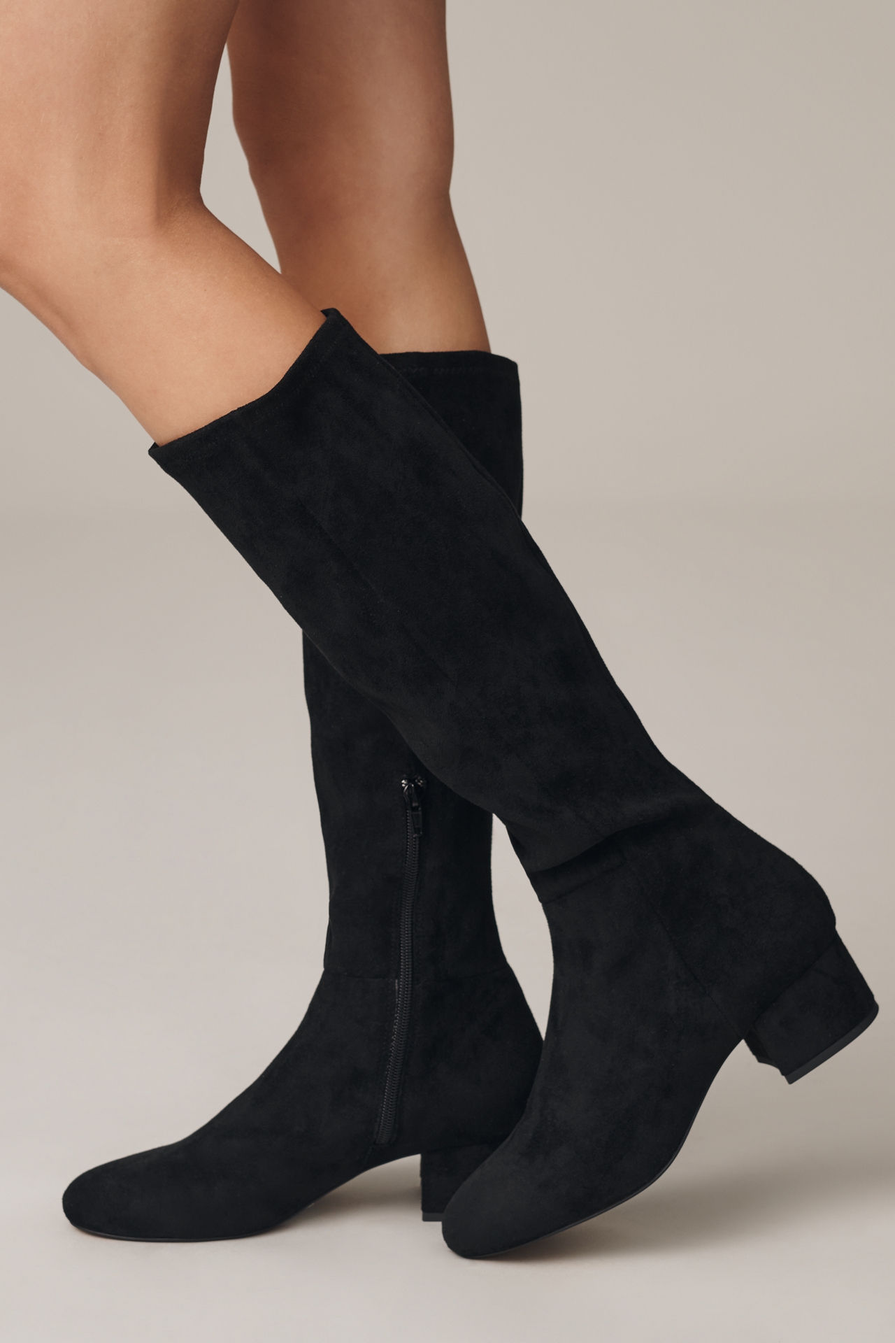 Silent D Suede Block-Heel Knee-High Boots