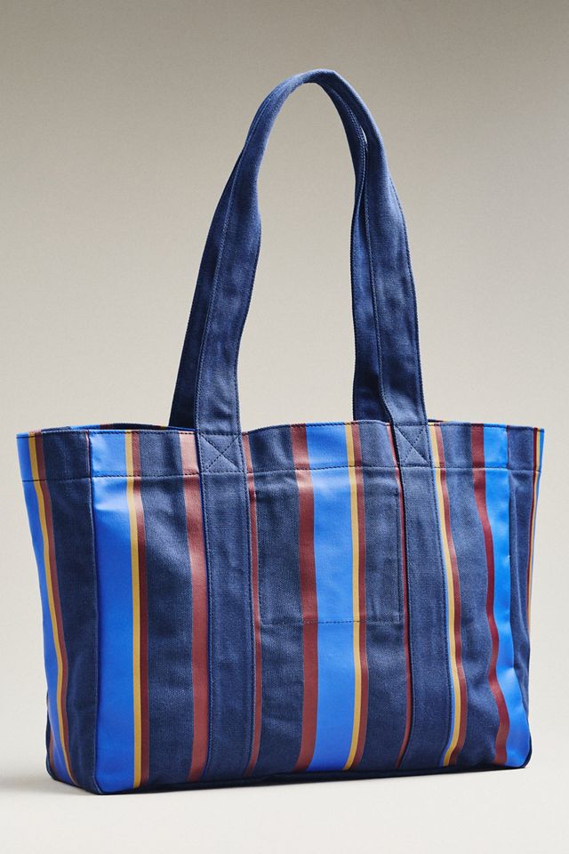 Damson Madder Organic Cotton Striped Tote Bag #1