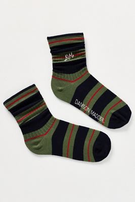 Damson Madder Sporty Calf-length Socks In Green