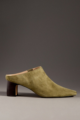 Silent D Sharpies Suede Pointed-toe Block-heel Mules In Green