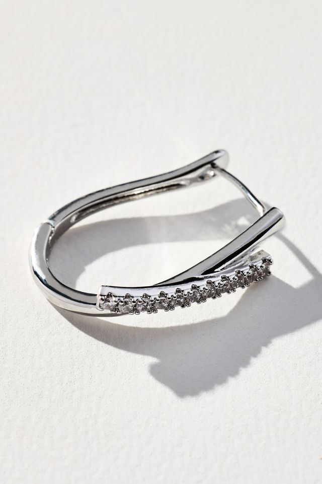 Pavé Sculptural U-Shaped Hoop Earrings #1