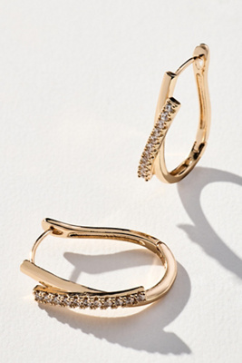 By Anthropologie Pavé Sculptural U-shaped Hoop Earrings