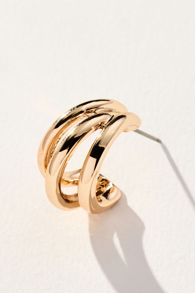 Triple Huggie Hoop Earrings