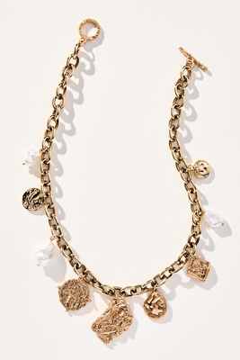 By Anthropologie Pearl & Molten Charm Toggle Cable Chain Necklace