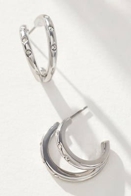 By Anthropologie Sparkle Huggie Hoop Earrings