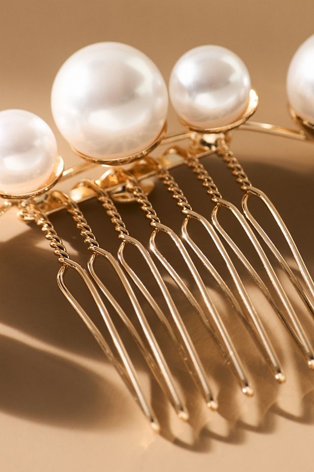 Elizabeth Bower Pearl Dublet Garland Hair Comb #1