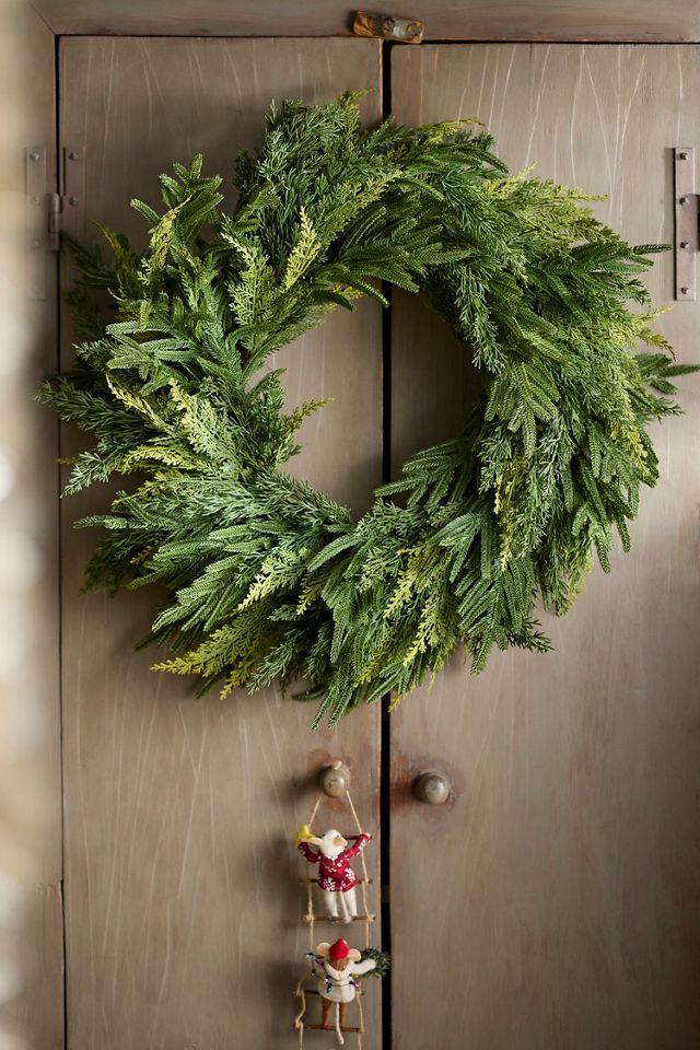 Faux Mixed Evergreen Wreath #2