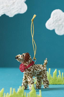 Anthropologie Beaded Doodle Ornament In Multi