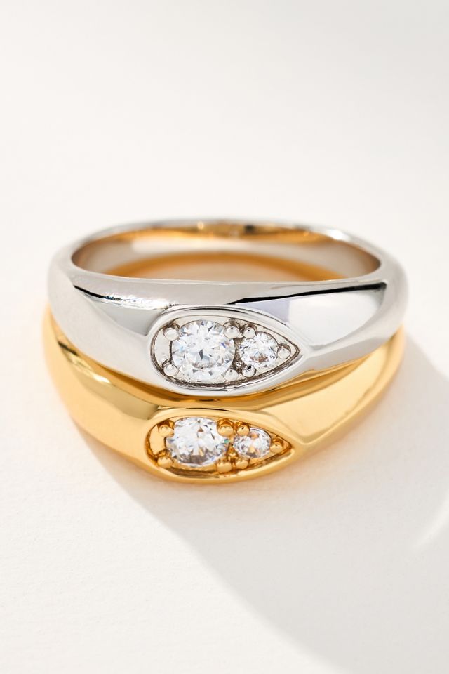 Luv Aj Mixed Metal Pear Stacker Rings, Set of 2 | Anthropologie