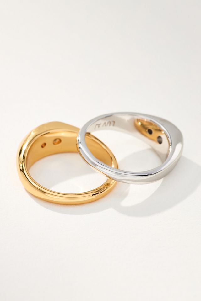 GOLDとSILVERのツートン仕上げ☆Moon the lightリング Luv Aj Mixed Metal Pear Stacker Rings, Set of 2 | Anthropologie