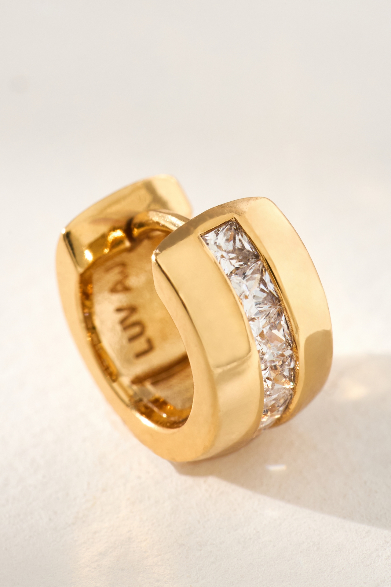 Luv Aj Pavé Stripe Monaco Huggie Hoop Earrings