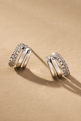 Luv Aj Multi Piercing Huggie Hoop Earrings In Silver