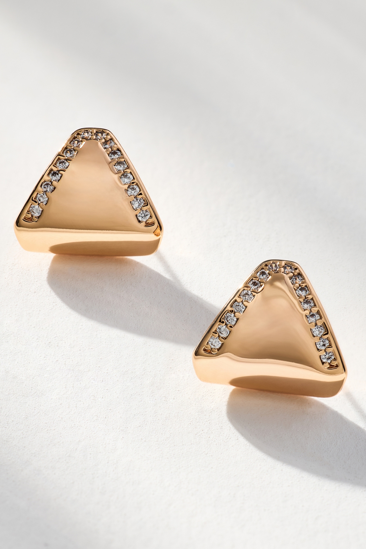 Luv Aj Pavé Shield Triangle Stud Earrings