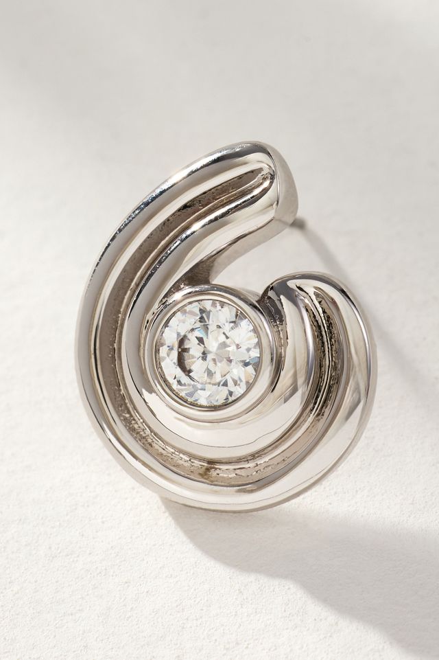 Luv Aj Wave Bezel Twist Stud Earrings #1
