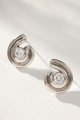 Luv Aj Wave Bezel Twist Stud Earrings