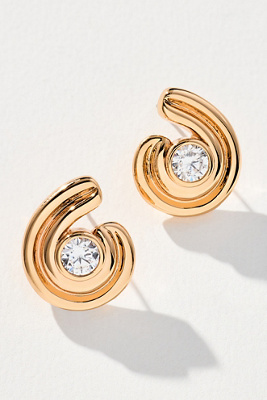 Luv Aj Wave Bezel Twist Stud Earrings In Gold