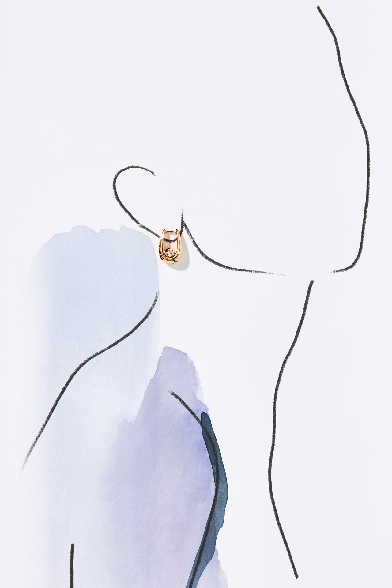 Luv Aj Wave Bezel Hoop Earrings