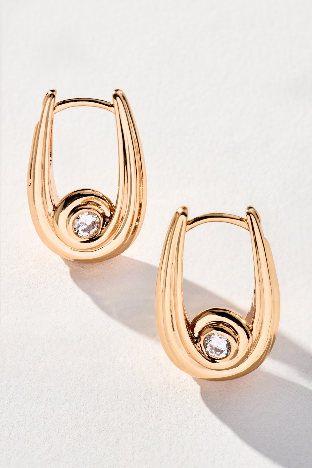 Luv Aj Wave Bezel Hoop Earrings