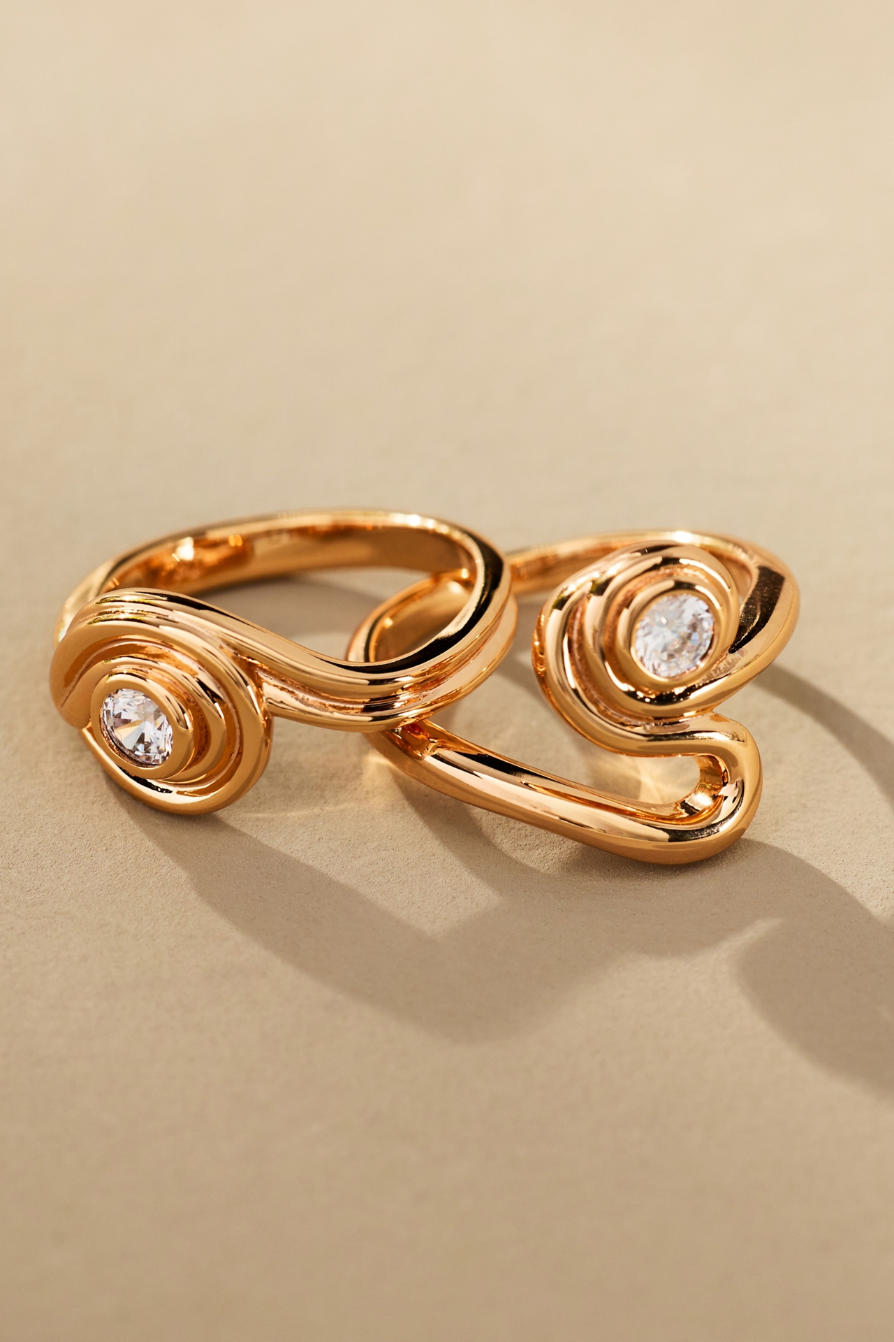 Luv Aj Wave Rings, Set of 2