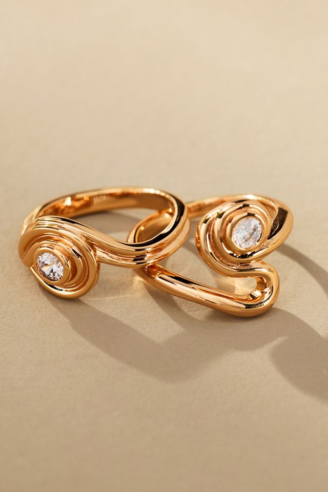 Luv Aj Wave Rings, Set of 2 #1