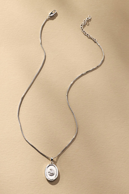 Luv Aj Wave Bezel Locket Necklace In Silver