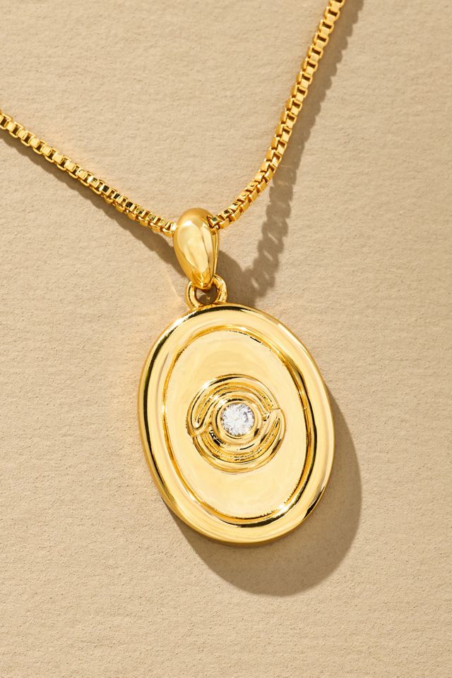 Luv Aj Wave Bezel Locket Necklace #1