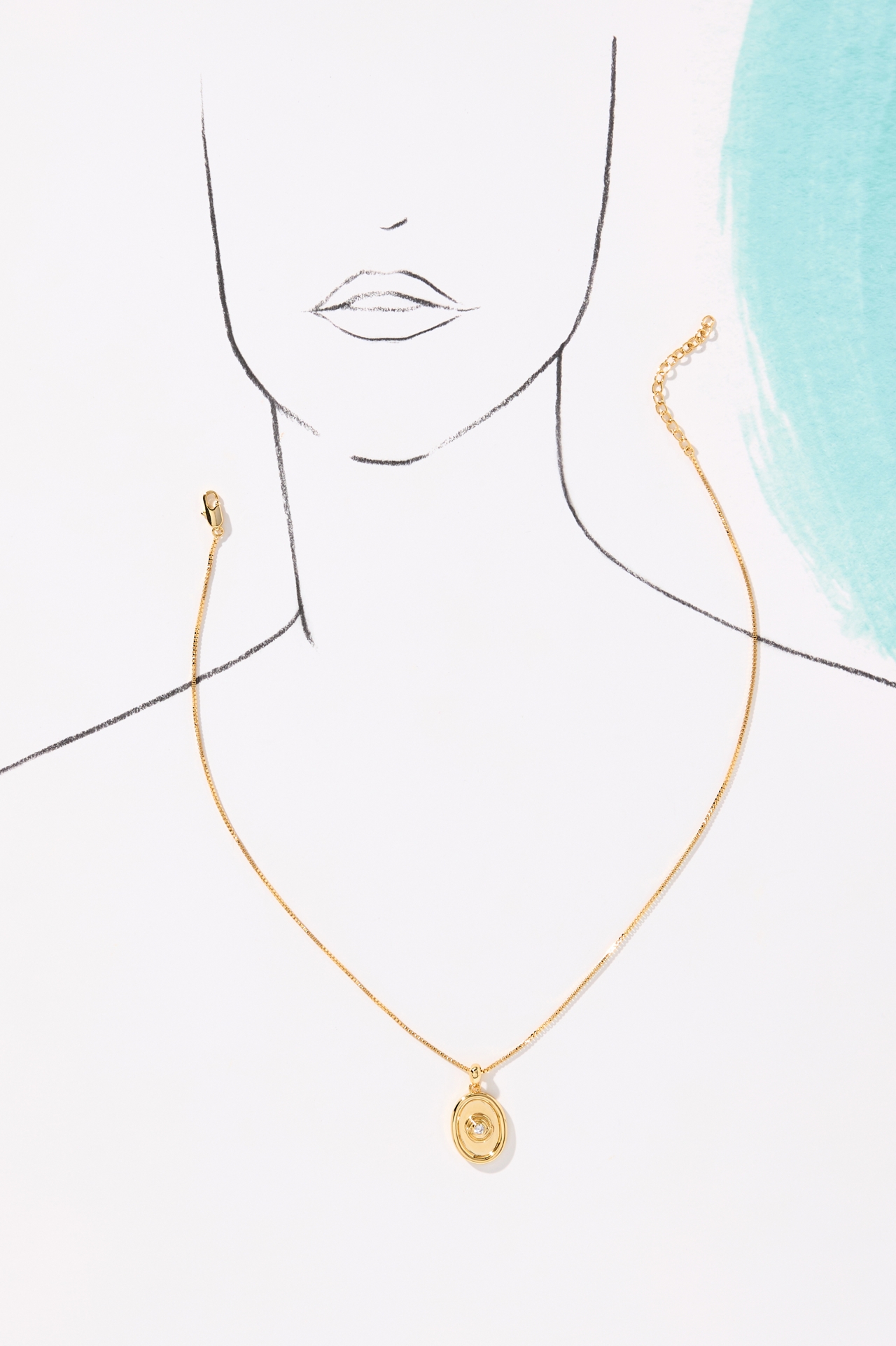 Luv Aj Wave Bezel Locket Necklace