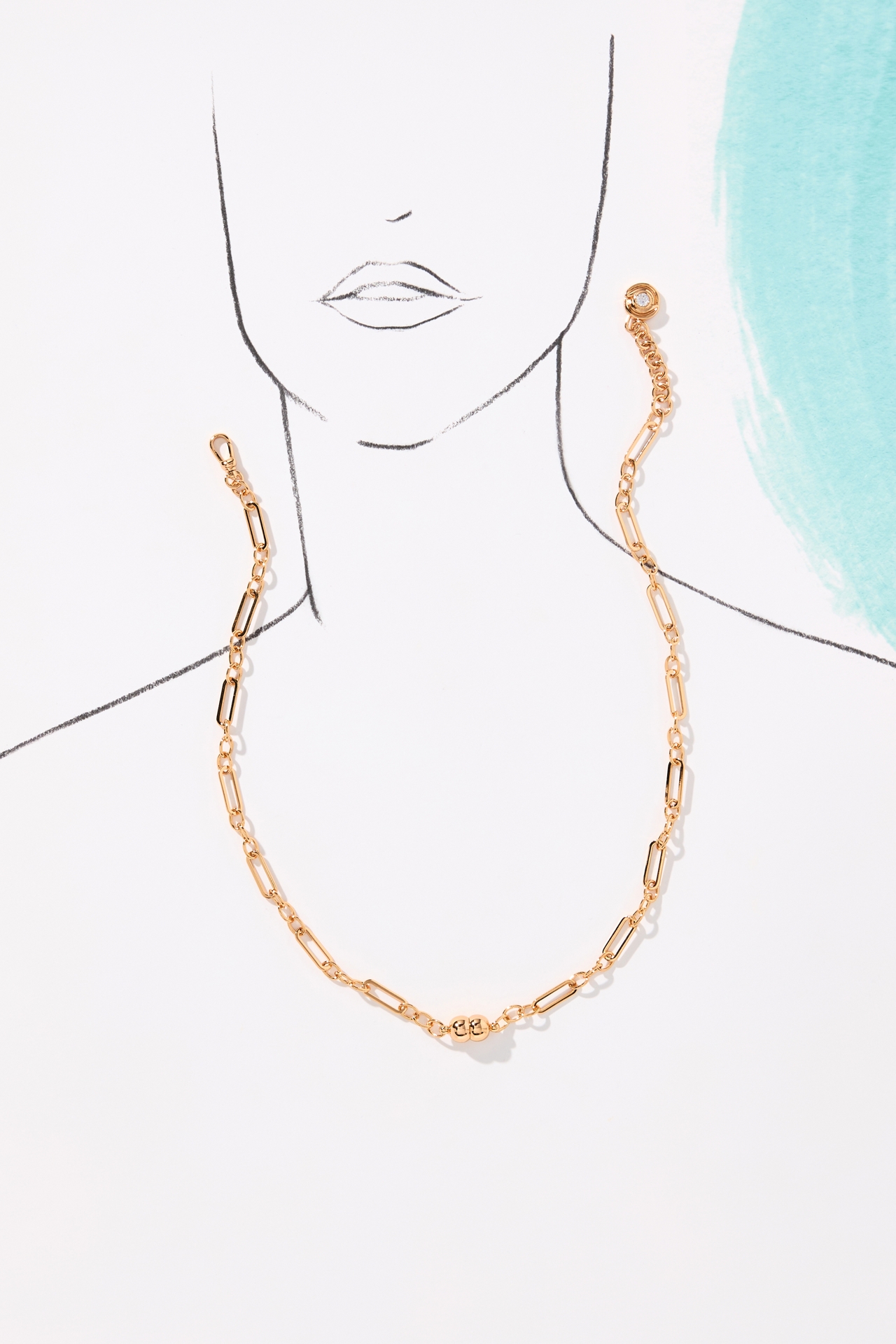Luv Aj Wave Bezel Lariat Necklace