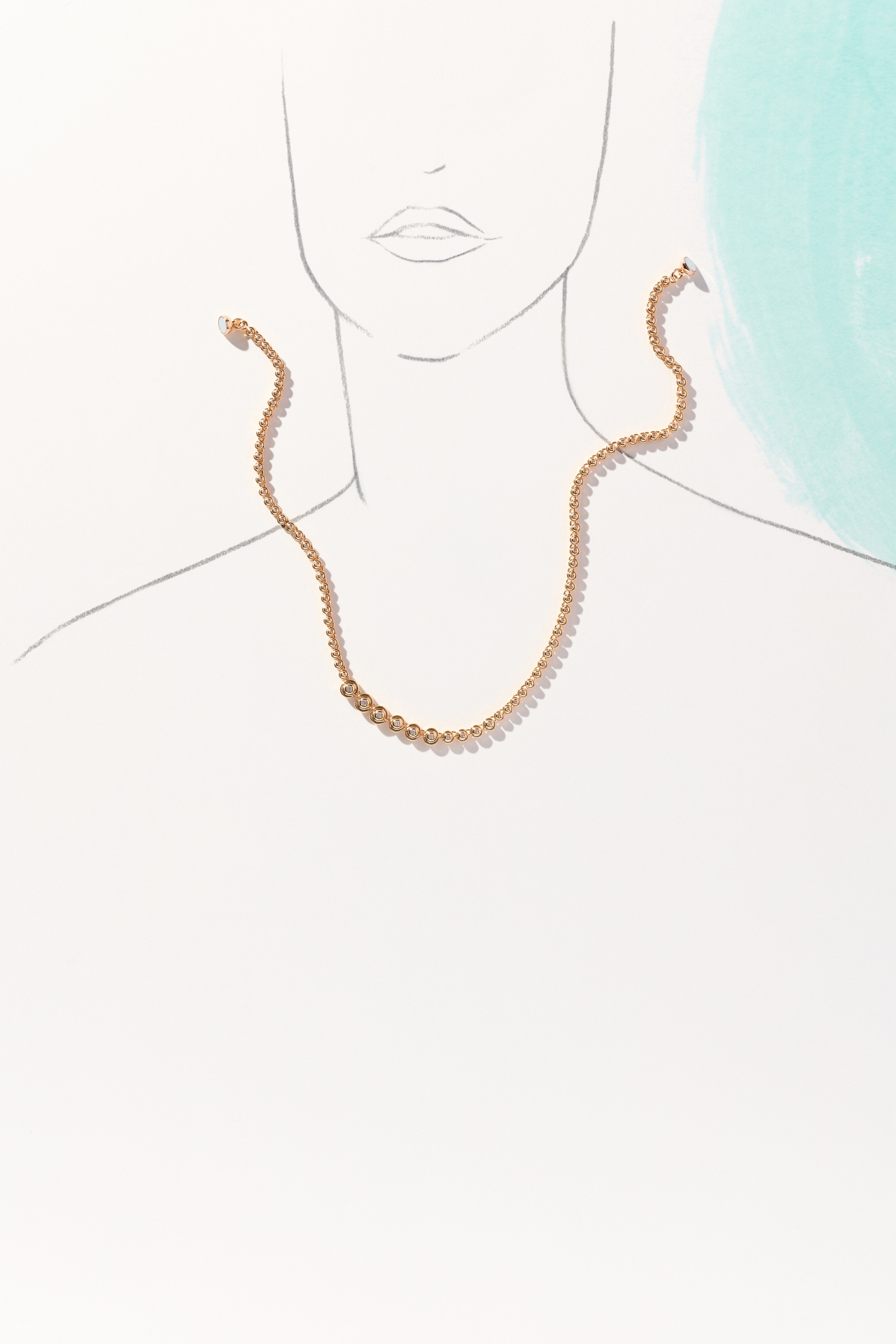Luv Aj Wave Graduated Bezel Tennis Necklace
