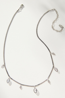 By Anthropologie Crystal Floater Charm Herringbone Necklace