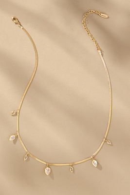 By Anthropologie Crystal Floater Charm Herringbone Necklace