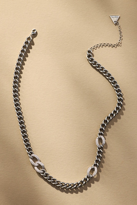 By Anthropologie Pavé Crystal Curb Chain Necklace