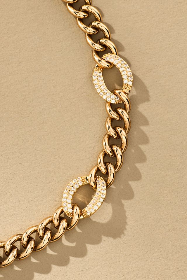 Pavé Crystal Curb Chain Necklace #1