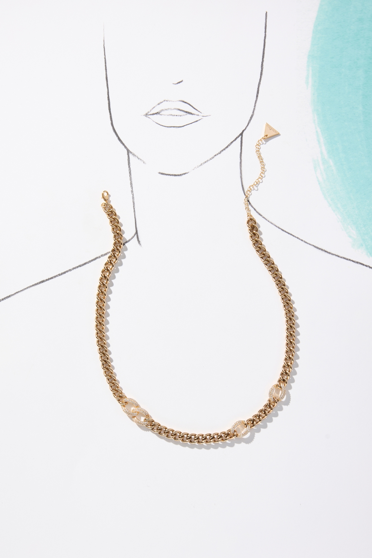 Pavé Crystal Curb Chain Necklace
