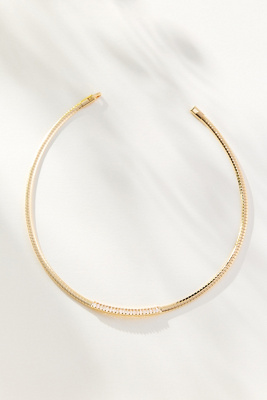 By Anthropologie Baguette Crystal Flat Chain Necklace