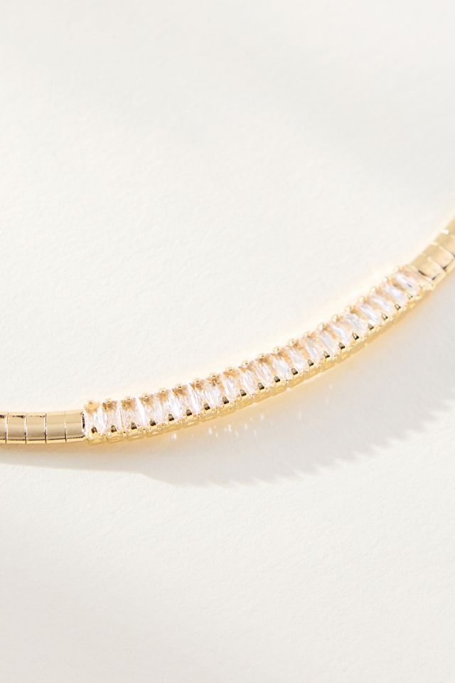 Baguette Crystal Flat Chain Necklace #1