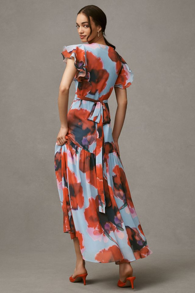 Hutch Zola Flutter-Sleeve Wrap Maxi Dress #1