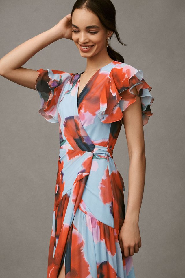 Hutch Zola Flutter-Sleeve Wrap Maxi Dress #3